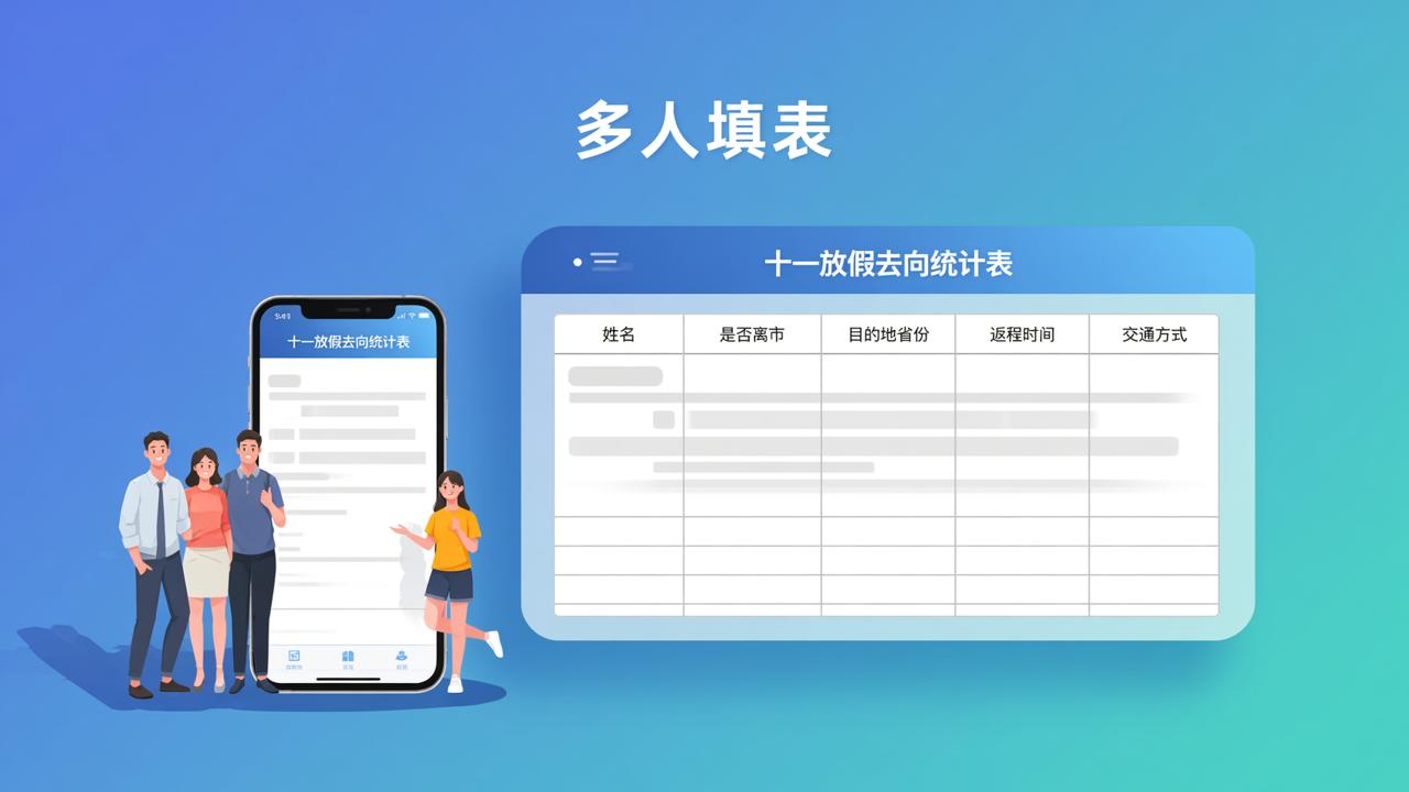 十一放假去向统计表怎么做？用【多人填表】扫码收集、自动汇总、导出Excel，不用手动整理