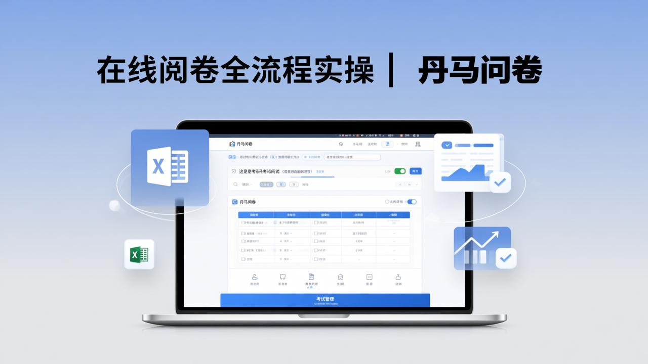 考试问卷怎么在线阅卷？丹马问卷设置标准答案后自动批改、导出Excel成绩单全流程实操