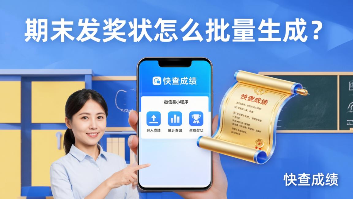 期末发奖状怎么批量生成？快查成绩支持一键导入成绩+自动导出统计表+电子奖状发放