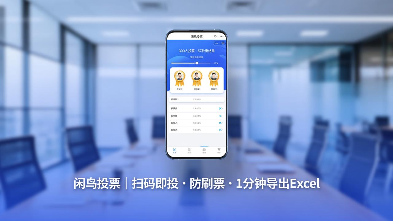 300人评优怎么快速统计结果？闲鸟投票扫码即投、防刷票、1分钟出Excel