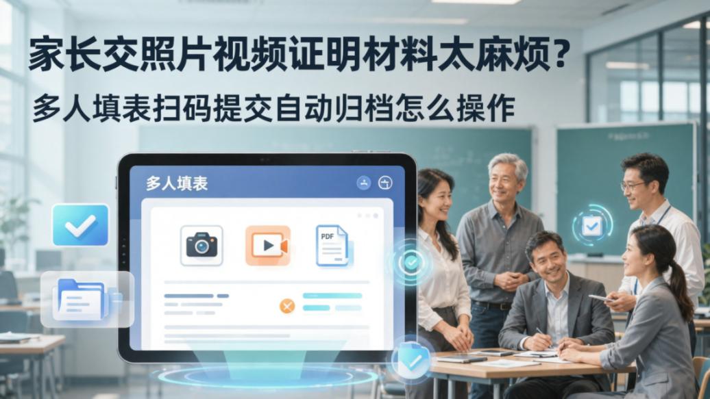 家长交照片视频证明材料太麻烦？多人填表扫码提交自动归档怎么操作