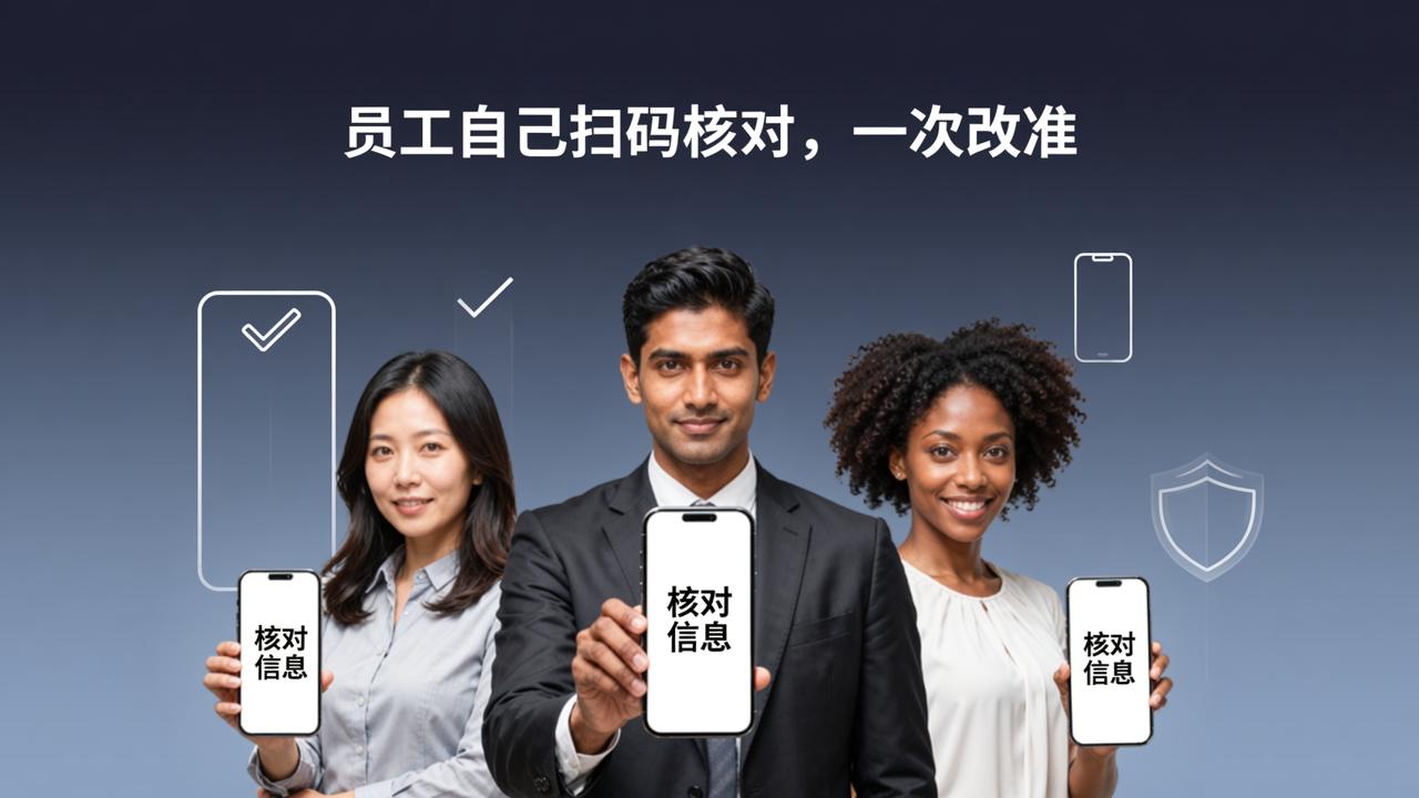 员工手机号写错怎么改？用【核对信息】微信小程序让员工自己扫码核对确认