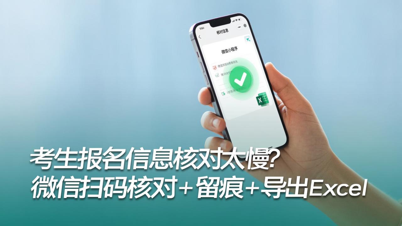 考生报名信息核对太慢？微信扫码核对+留痕+导出Excel，怎么操作全说清