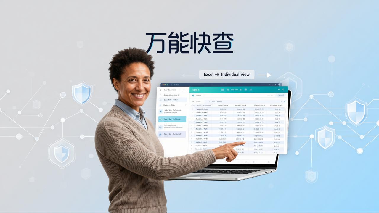 怎么选Excel转查询系统？万能快查3个实操关键点，教师发成绩/工资条不重做表格