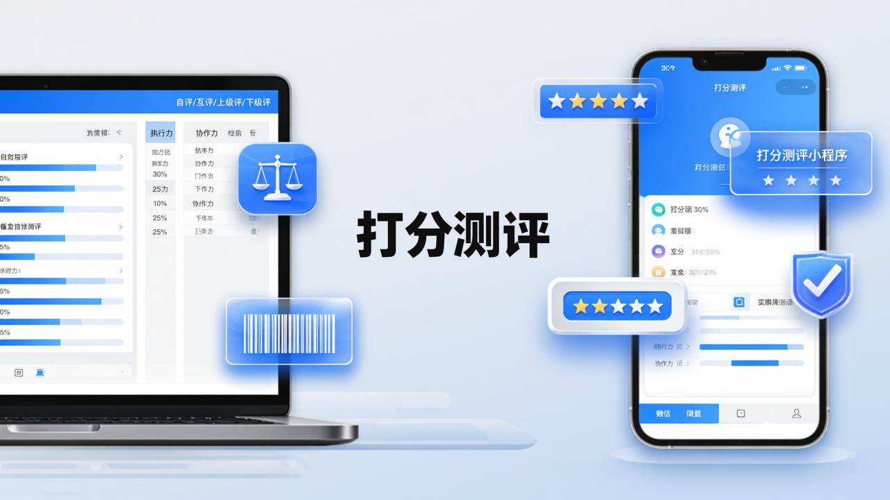 怎样用微信小程序做绩效打分？打分测评支持自评互评、多维权重、现场扫码评分