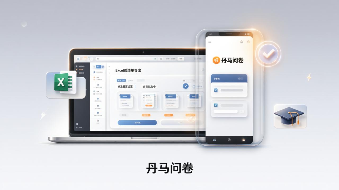 在线考试小程序怎么选？丹马问卷支持设置标准答案、自动批改并导出Excel成绩单