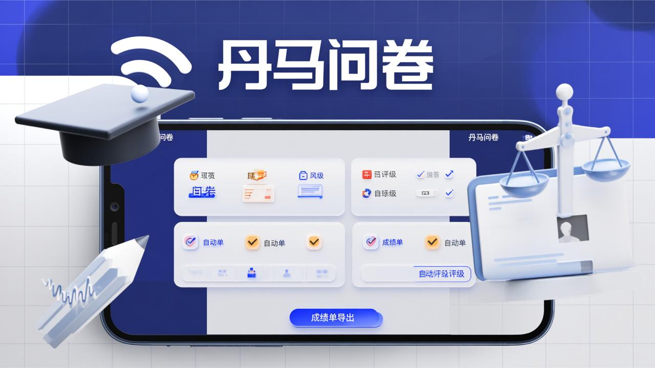 老师怎么用微信做在线考试？丹马问卷支持选择题填空题判分导出成绩单