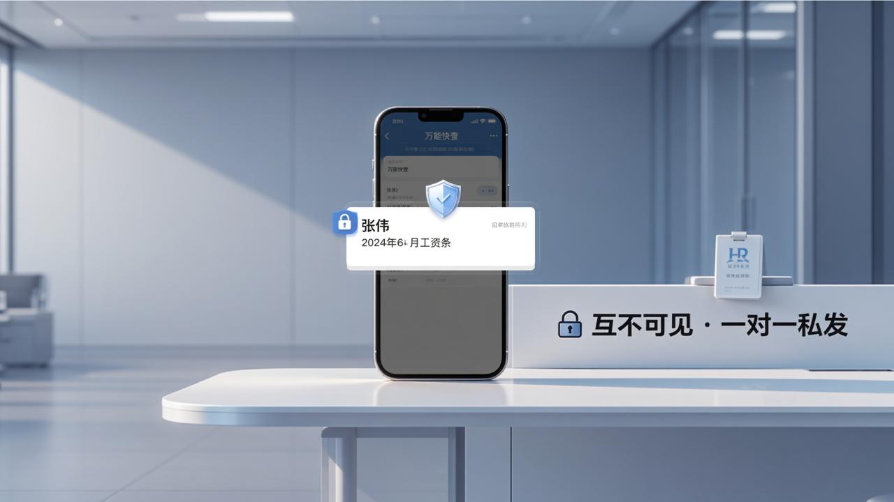 公司发工资条用什么小程序？万能快查怎么一对一私发工资条且互不可见