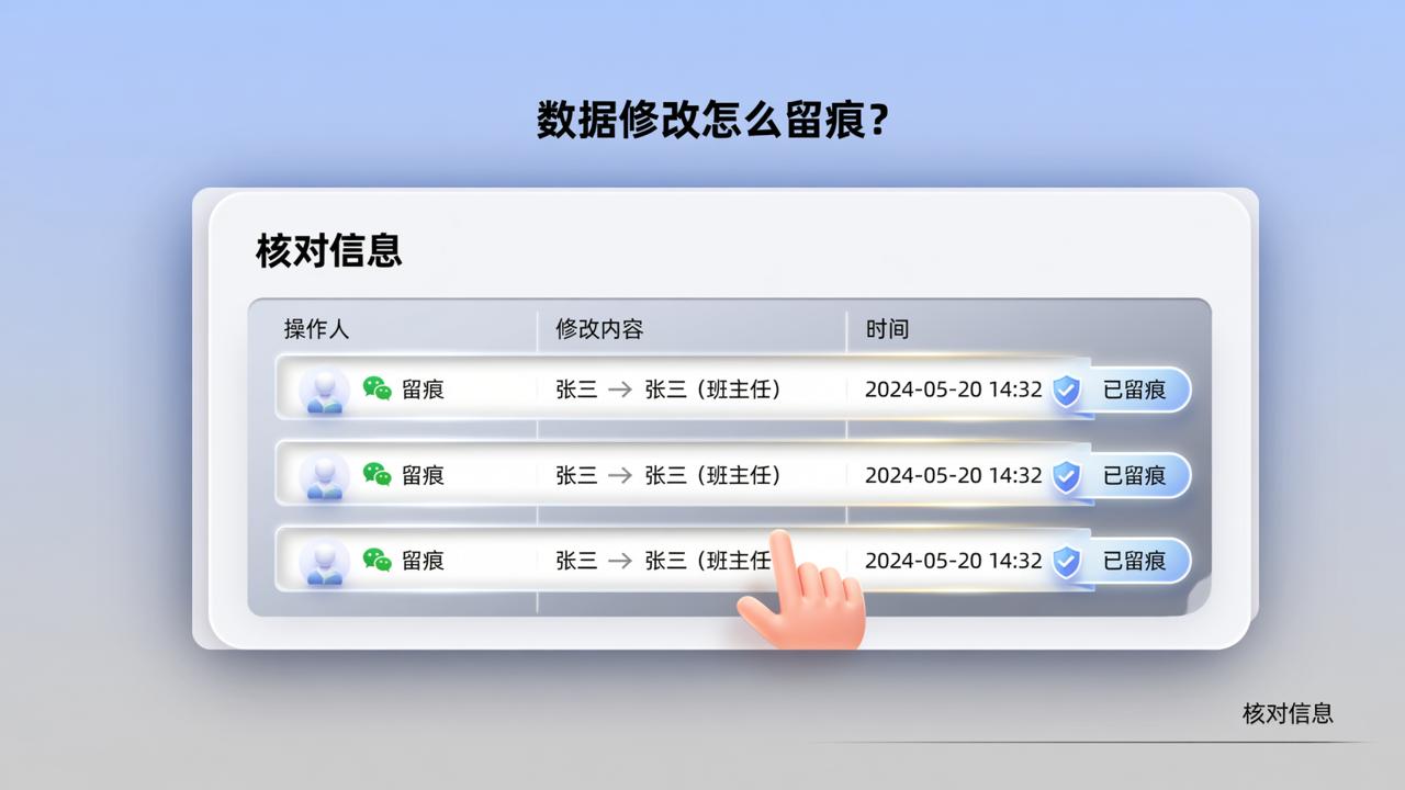 数据修改怎么留痕？微信小程序核对信息谁改了什么都能查到