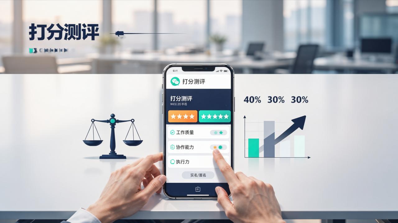 免费绩效打分工具怎么用？「打分测评」微信小程序支持自评互评、多维度权重计算、实名匿名切换