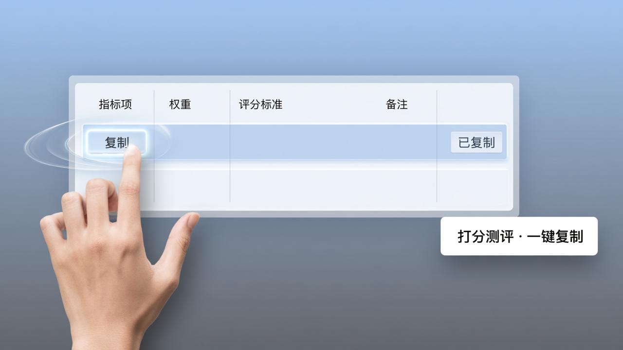 打分表怎么快速复制？打分测评一键复制功能实操教程（含多维权重表复用技巧）