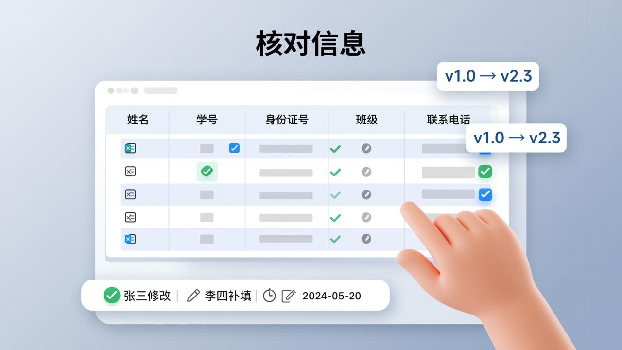 核对数据模板怎么做？用【核对信息】在线制作Excel核对表，支持补填修改和留痕导出