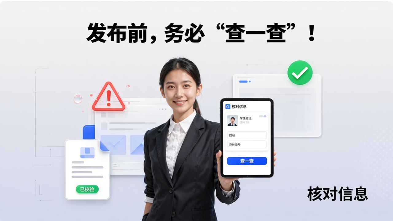 核对表发布前怎么测试验证？用【核对信息】的“查一查”功能实测再发，避免填错收不回