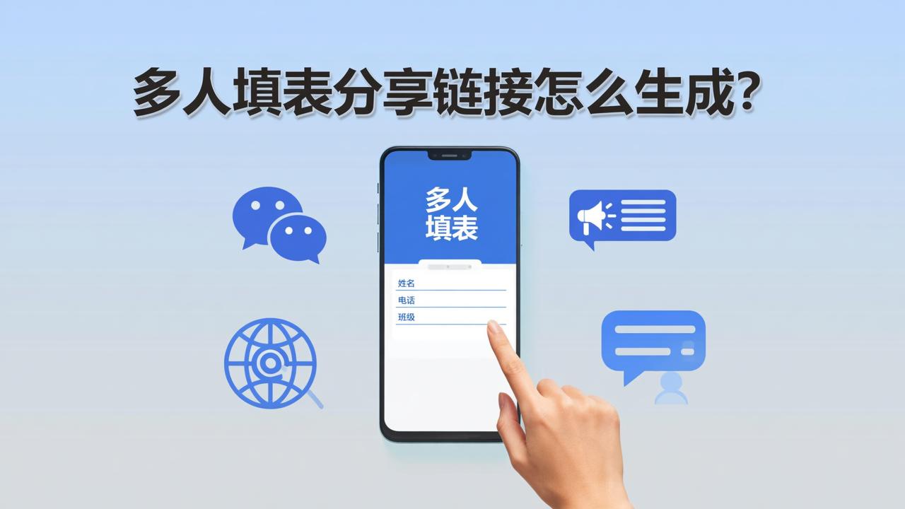 多人填表分享链接怎么生成？微信扫码、公众号菜单、网页链接、QQ群发全教程