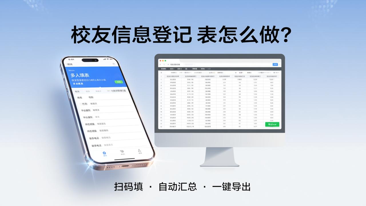 校友信息登记表怎么做？用【多人填表】微信小程序扫码填、自动汇总、导出Excel