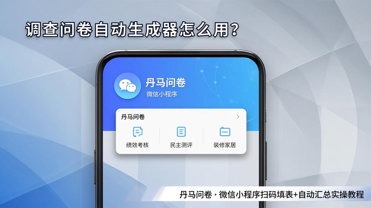 调查问卷自动生成器怎么用？丹马问卷微信小程序扫码填表+自动汇总实操教程