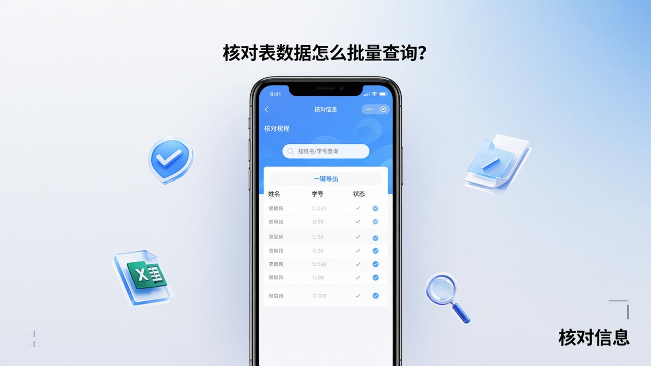核对表数据怎么批量查询？用【核对信息】微信小程序一键导出+按姓名/学号查结果