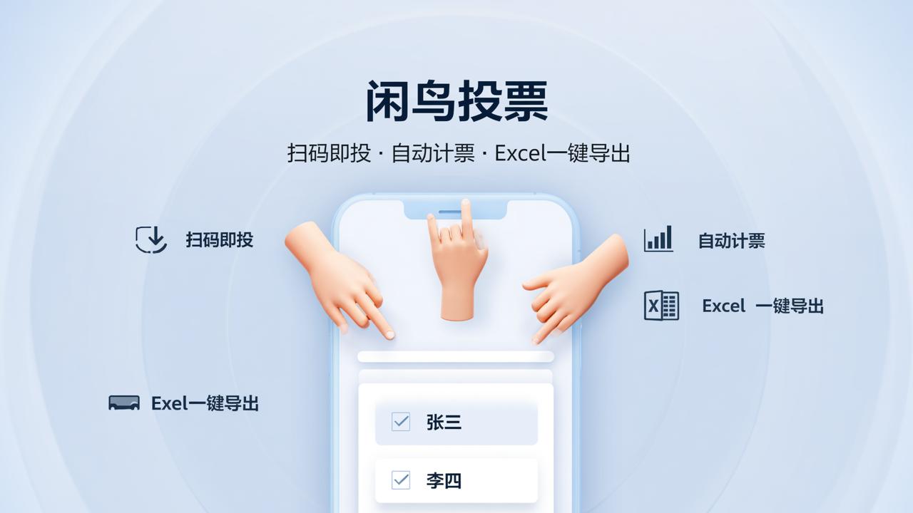 选票登记表怎么做？闲鸟投票在线创建投票表，扫码即投、自动计票、Excel一键导出