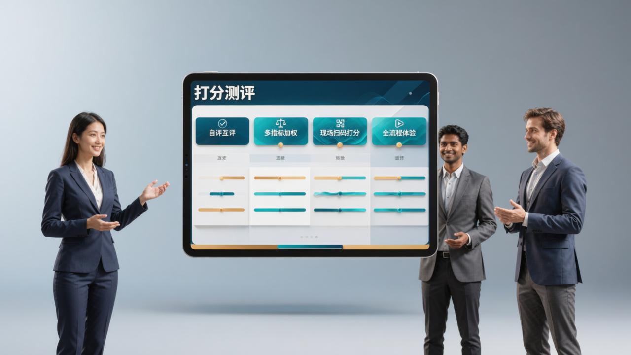 打分表还没定？先免费试玩【打分测评】再决定——4类打分表全开放体验，支持自评互评、多指标加权、现场扫码打分
