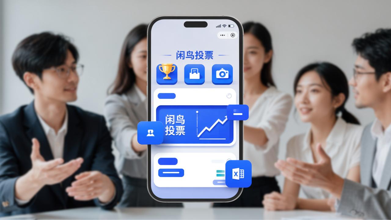 微信扫码投票怎么做？闲鸟投票小程序支持评优评选、民主决策、作品比赛，结果自动统计导出Excel